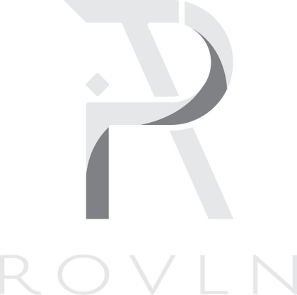 Rovln white logo image.